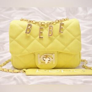 bebe Yellow Quilted Crossbody Bag